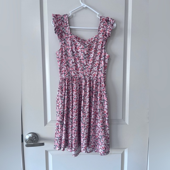 Loemes Pink and Orange Sleeveless Women’s Sundress with Sweetheart Neckline - Picture 6 of 6